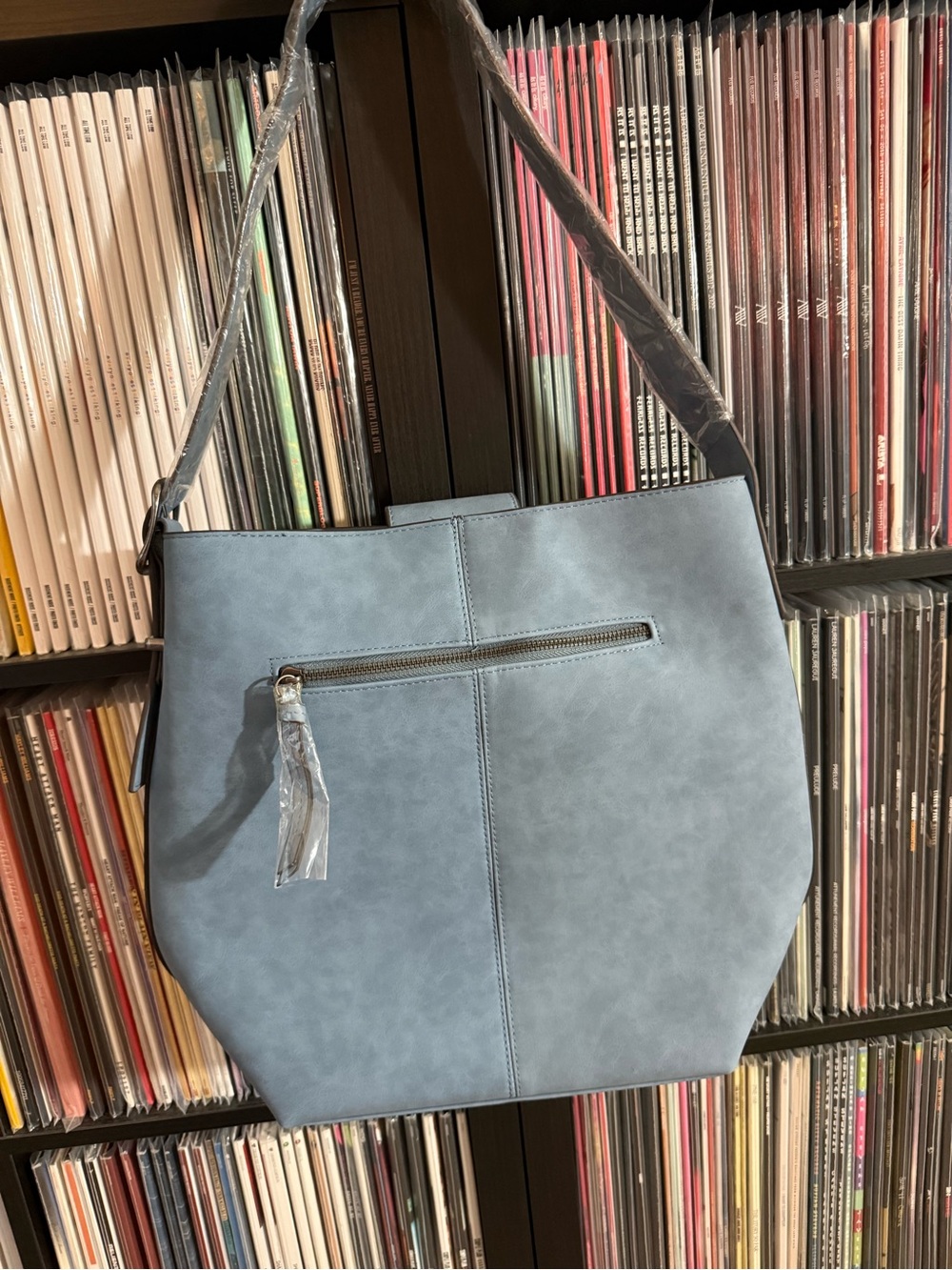 Time and Tru blue leather tote bag purse